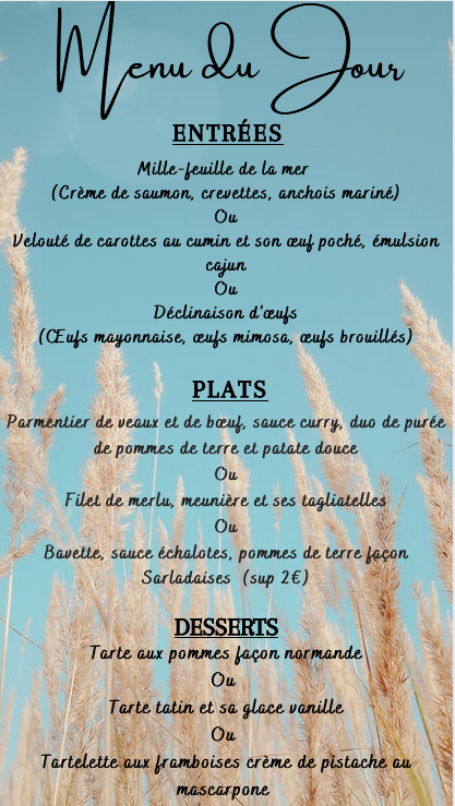 Menu du Vendredi 22 septembre 2023