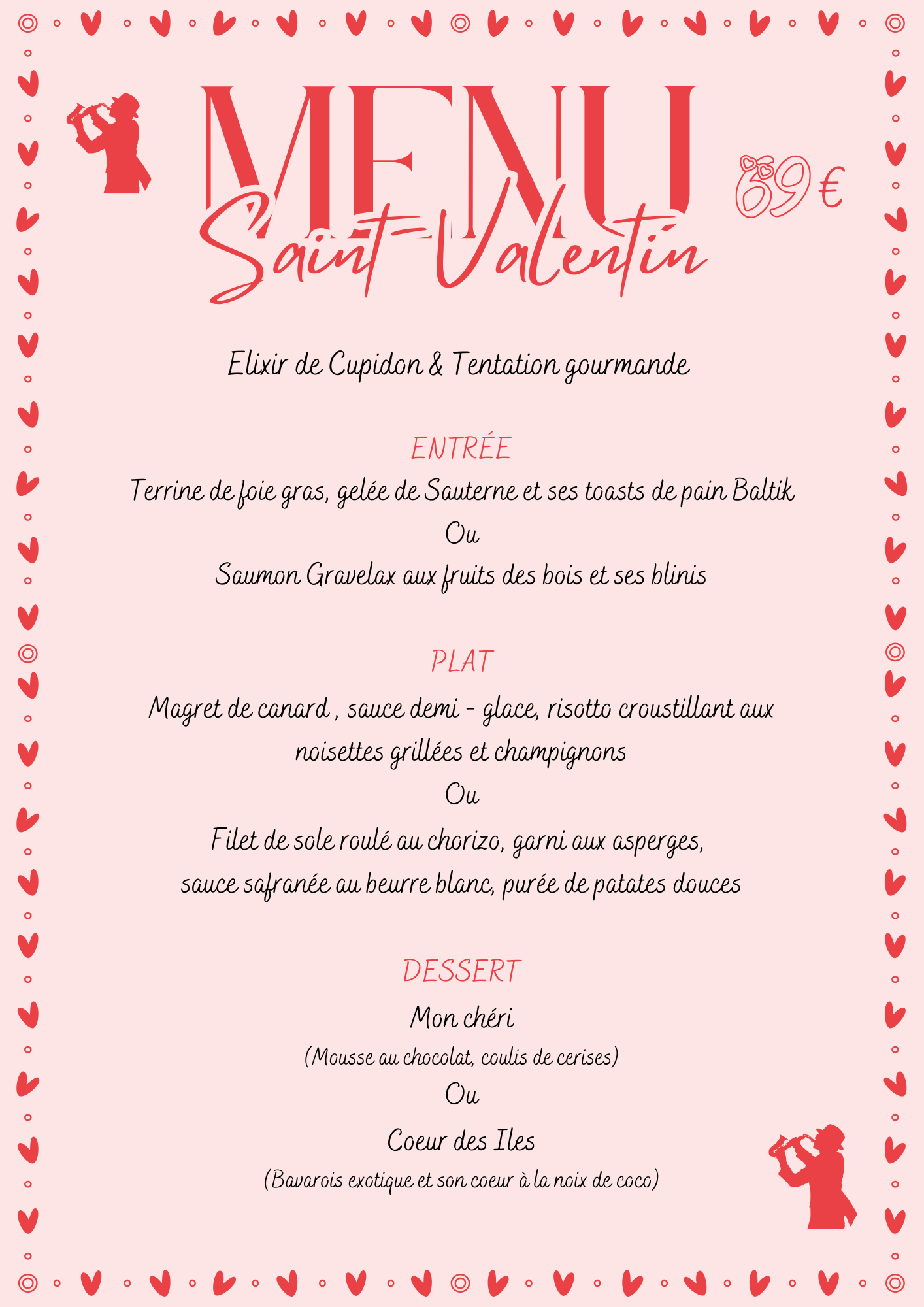 Menu de la Saint Valentin en musique