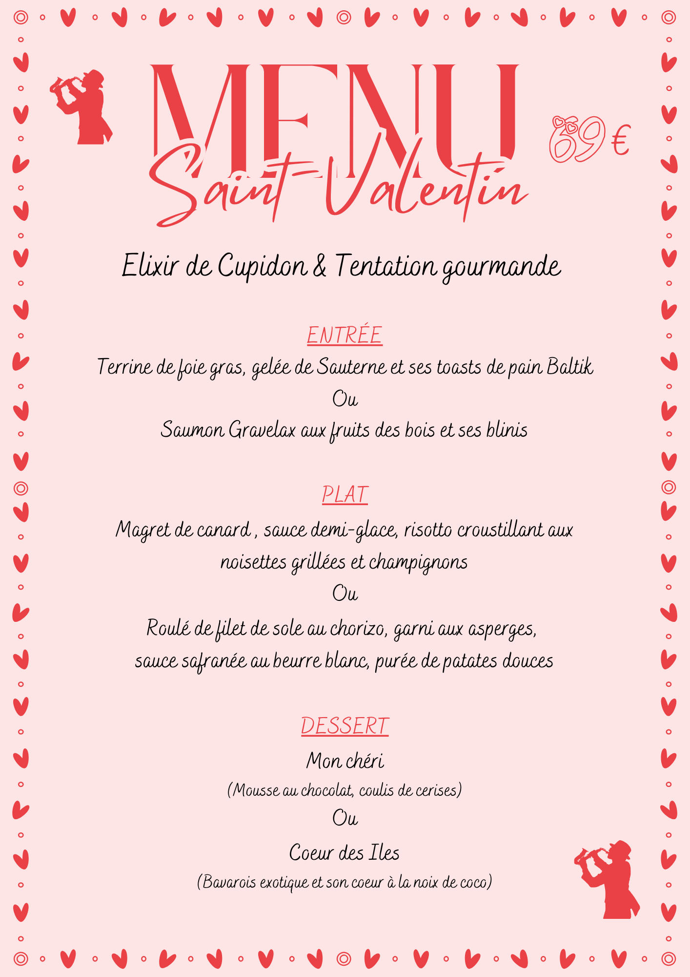 Menu de la Saint Valentin en musique
