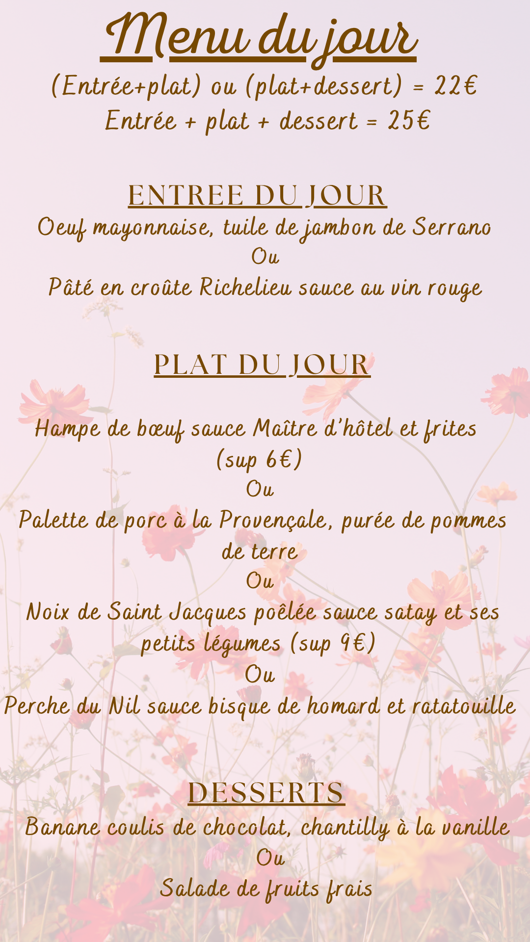 Menu du jour du vendredi 08 aout