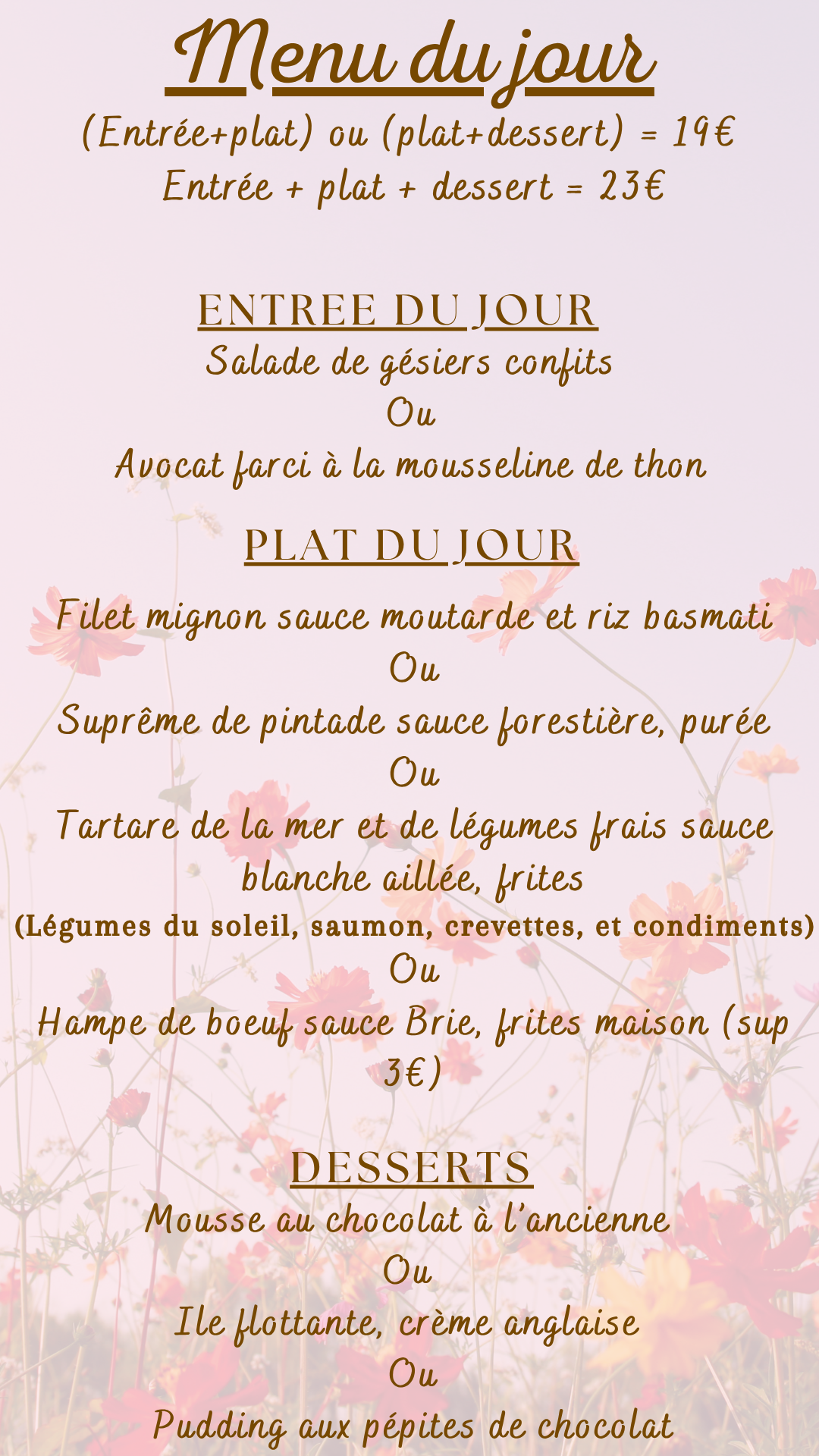 Menu du jour : Mardi 30 juin 2026 - Midi