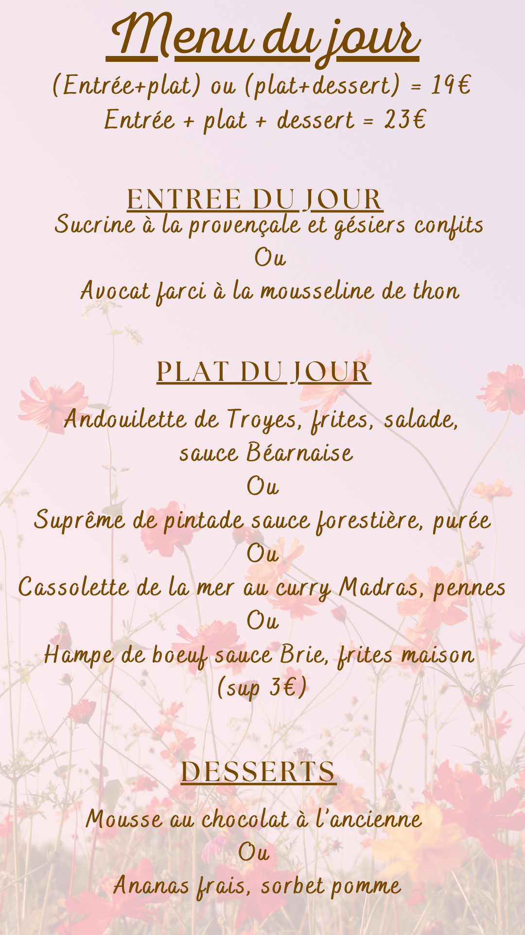Menu du jour : Jeudi 02 juillet 2026 - Midi