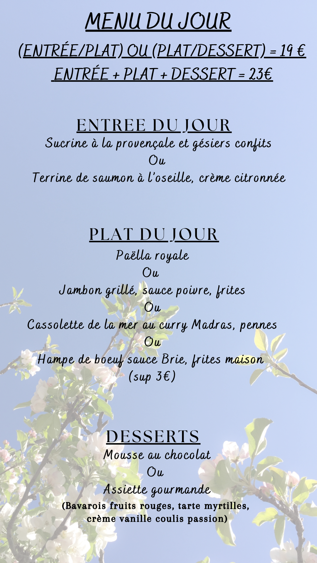 Menu du jour : Vendredi 03 juillet 2026 - Midi