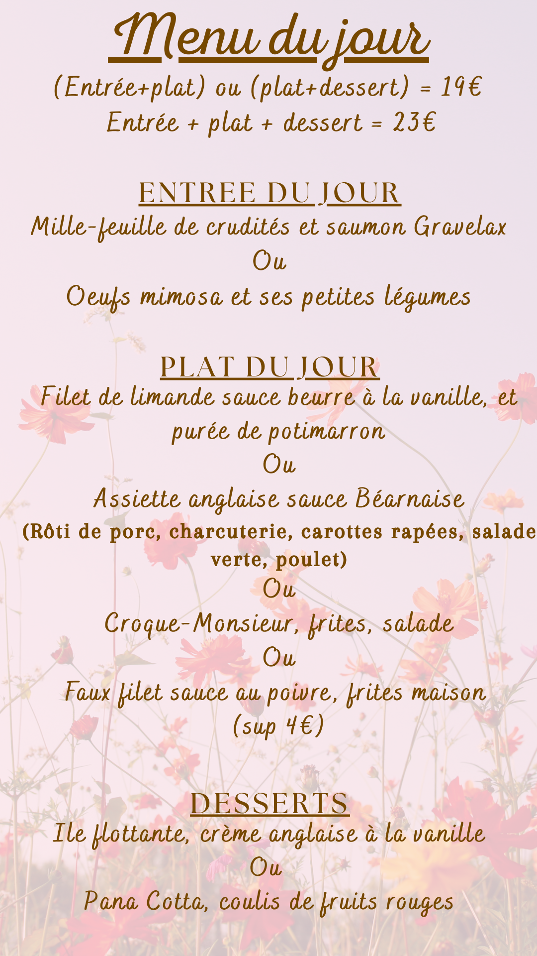 Menu du jour : Jeudi 16 juillet 2026 - Midi