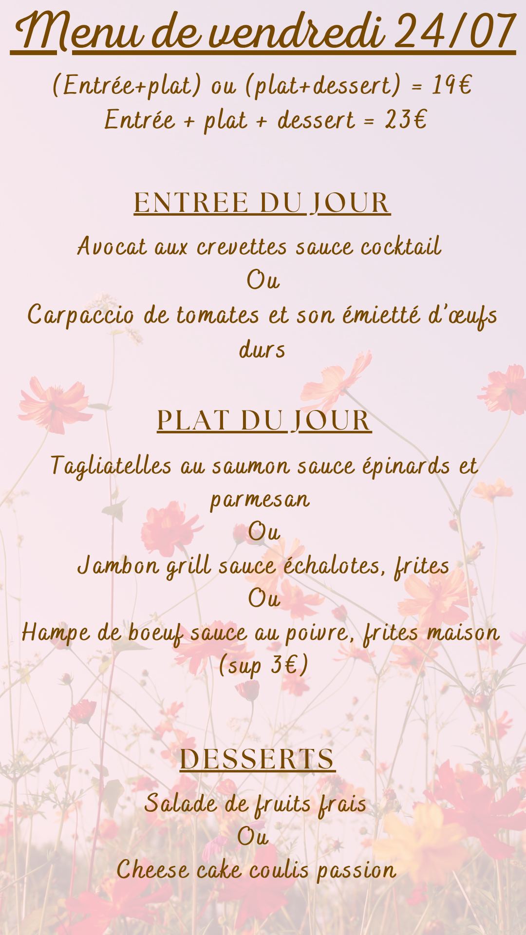 Menu du jour : Lundi 03 août 2026 - Midi