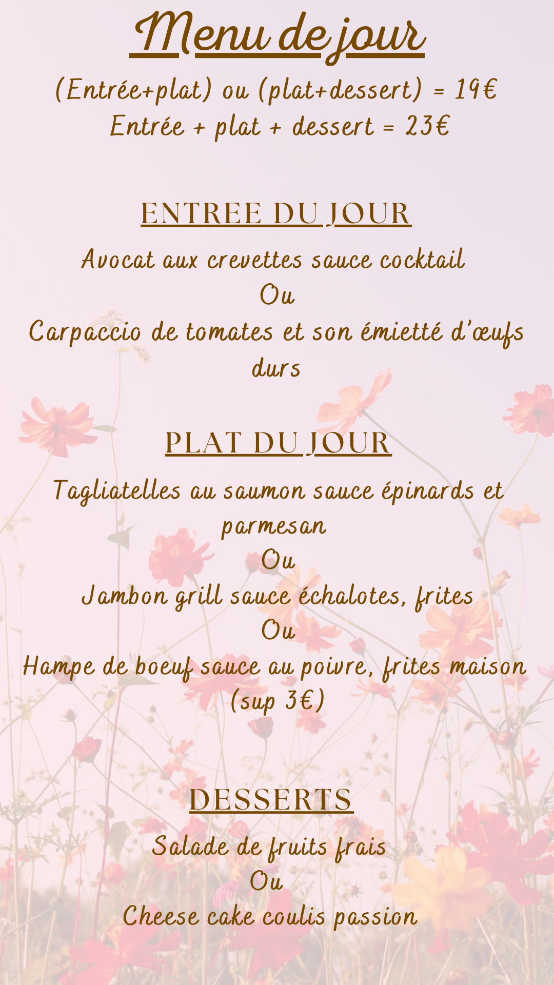 Menu du jour : Mardi 04 août 2026 - Midi