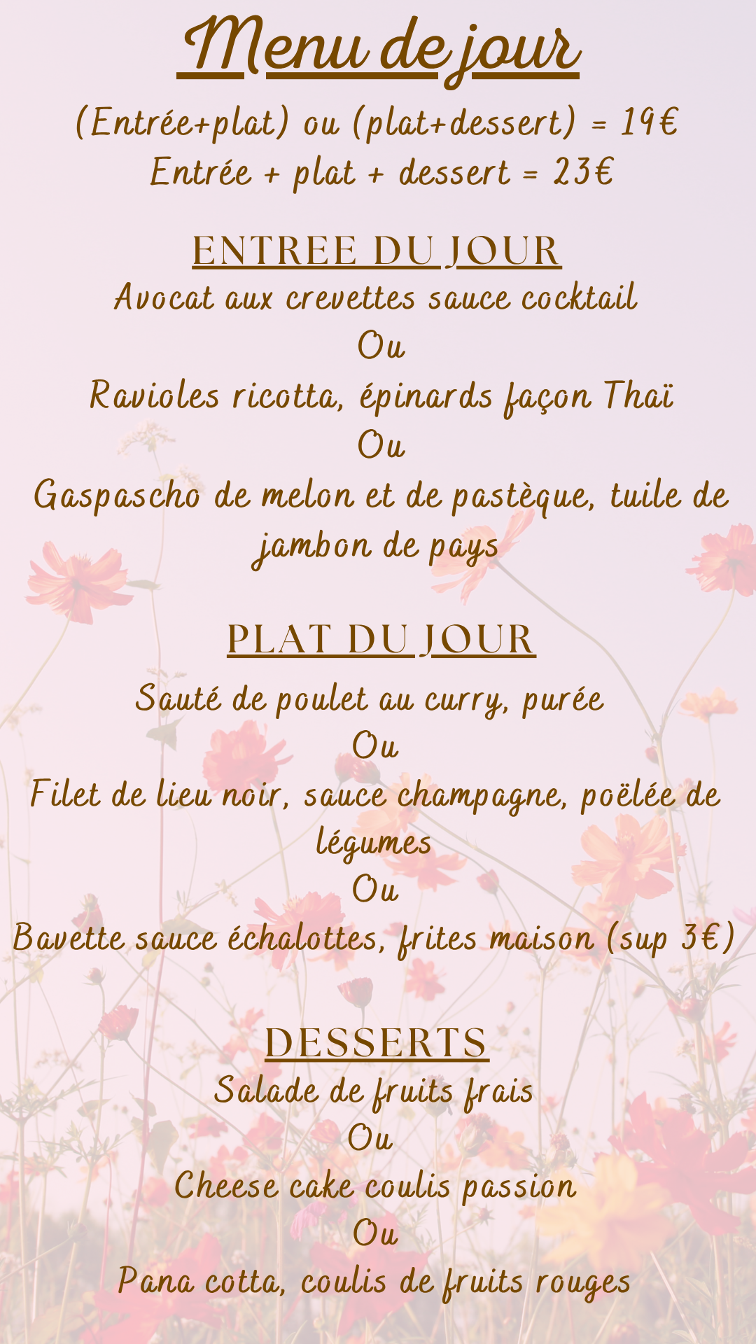 Menu du jour : Jeudi 06 août 2026 - Midi