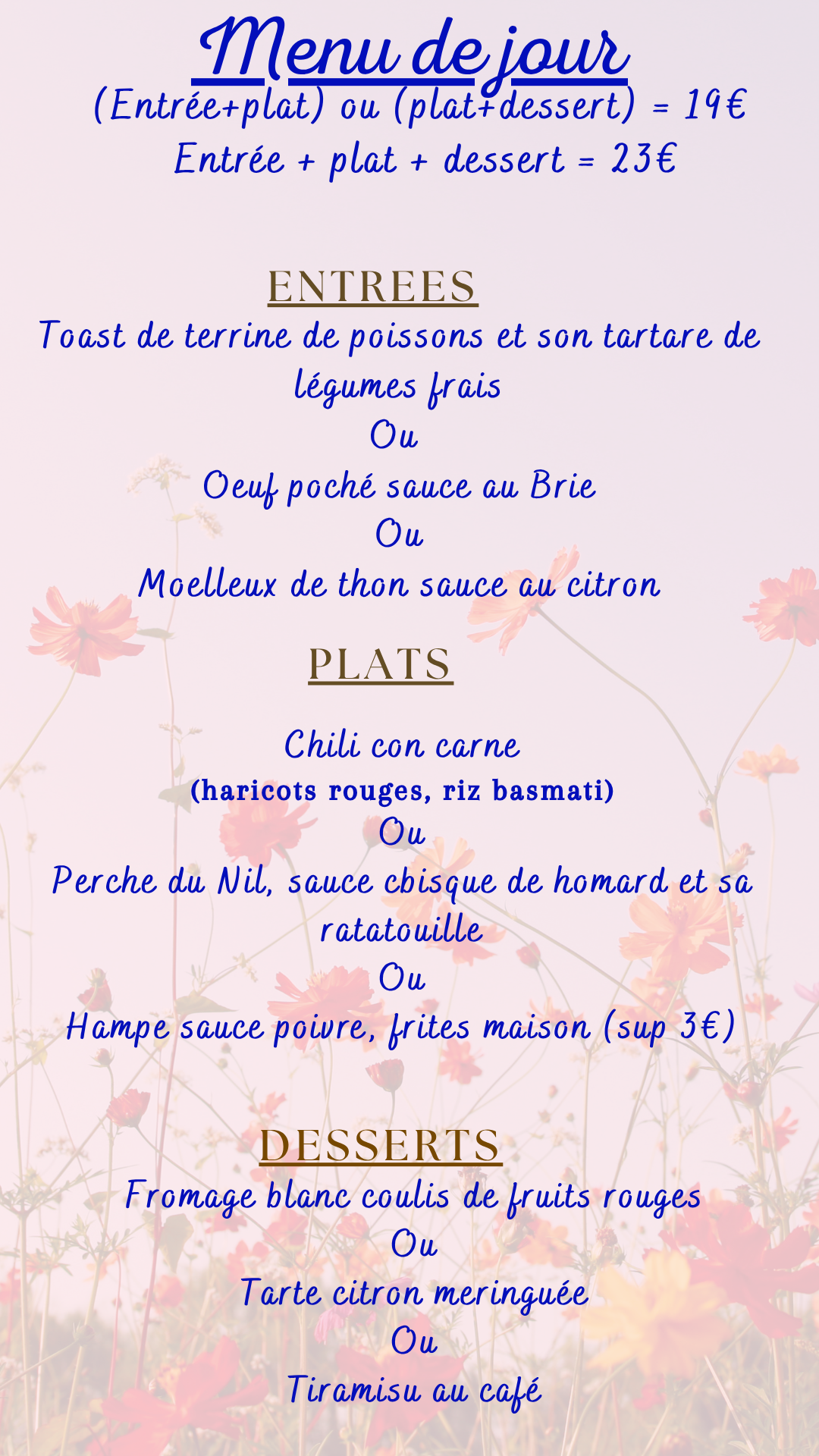Menu du jour : Vendredi 28 août 2026 - Midi