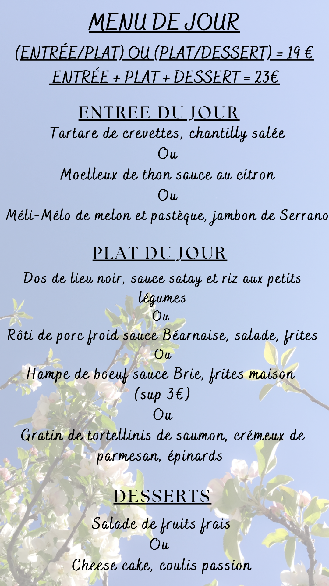 Menu du jour : Vendredi 04 septembre 2026 - Midi