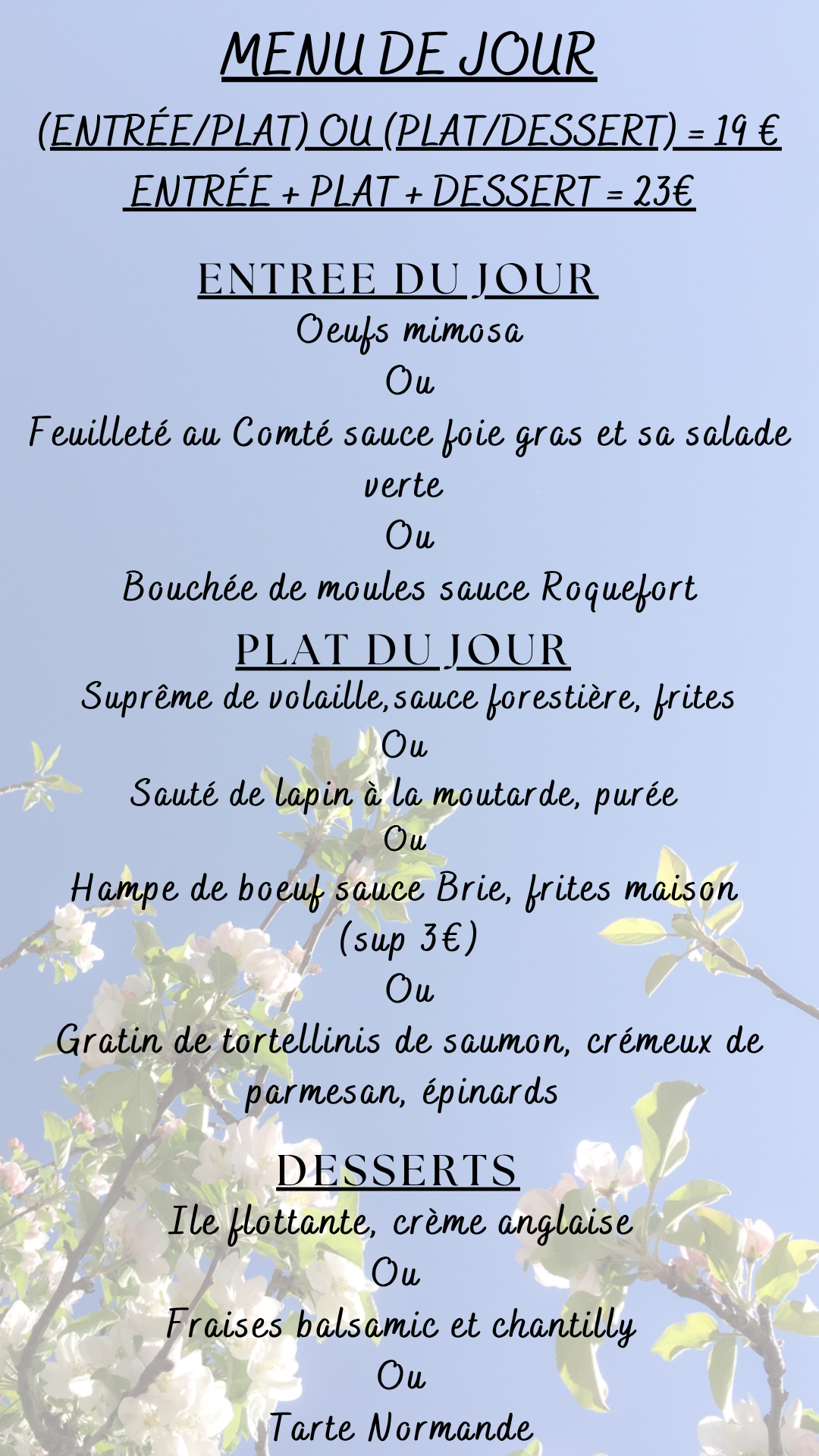 Menu du jour : Mardi 08 septembre 2026 - Midi