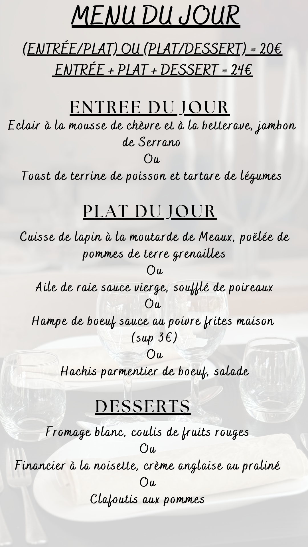 Menu du jour : Mardi 22 septembre 2026 - Midi