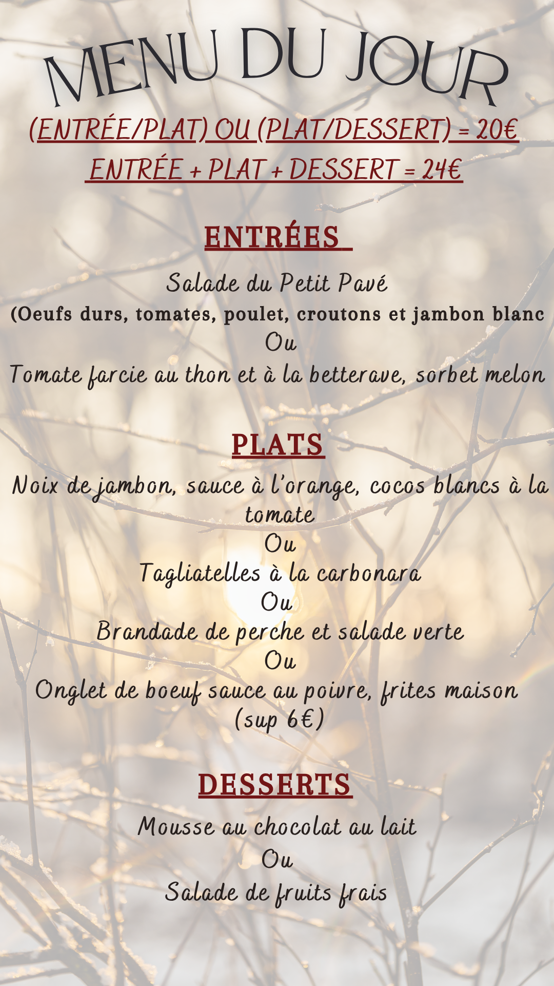 Menu du jour : Mardi 06 octobre 2026 - Midi