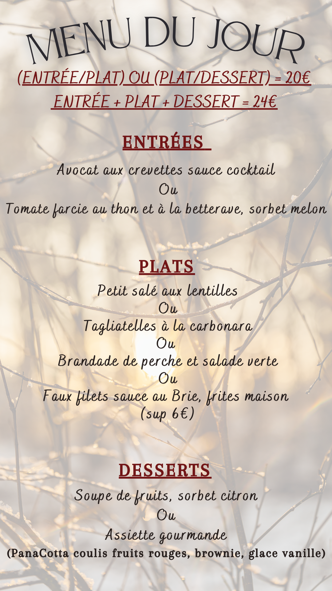 Menu du jour : Mercredi 07 octobre 2026 - Midi