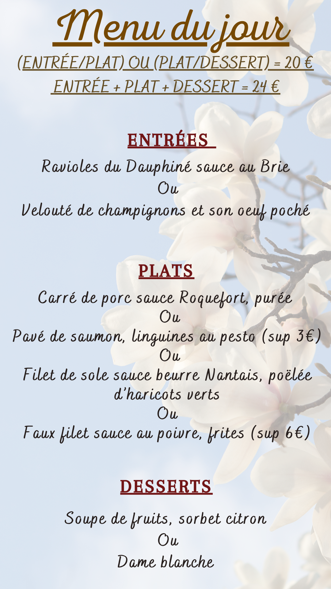 Menu du jour : Jeudi 08 octobre 2026 - Midi