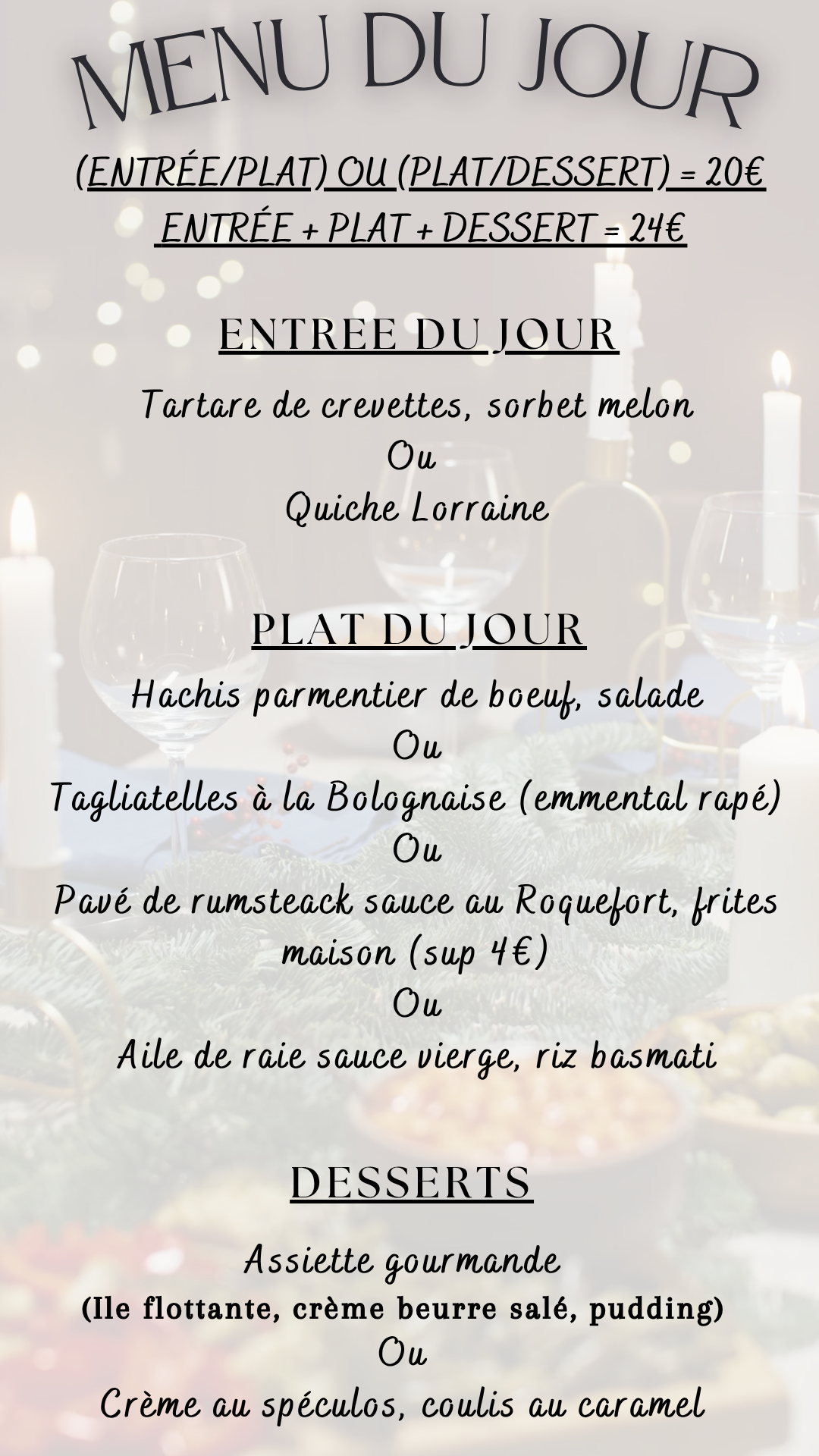 Menu du jour : Lundi 19 octobre 2026 - Midi