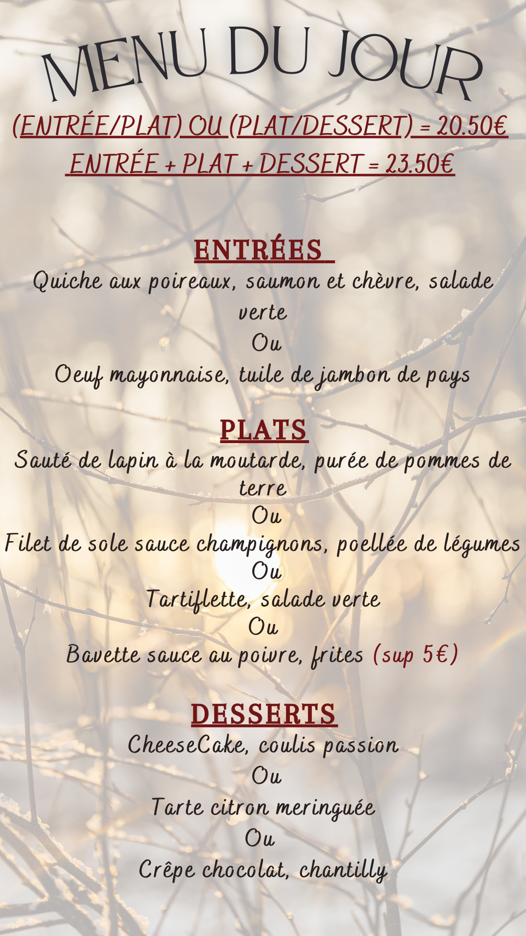 Menu du jour
