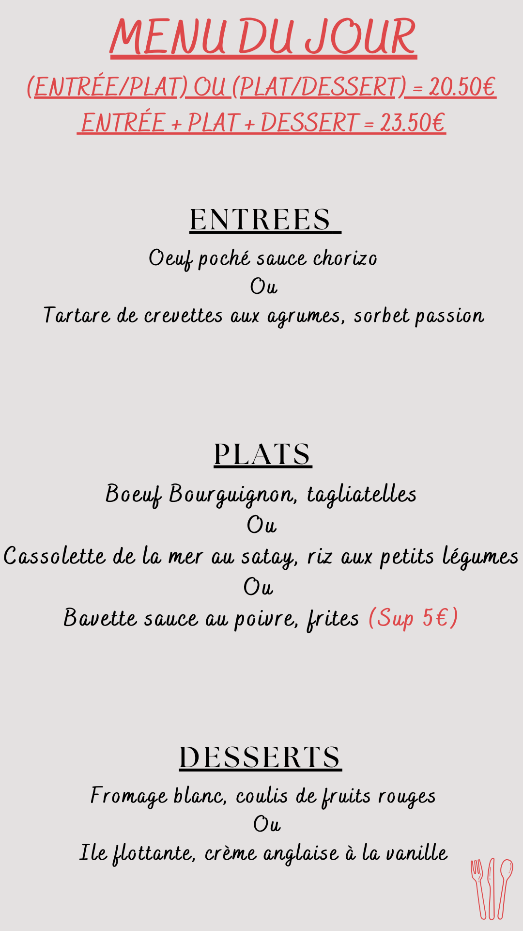 Menu du jour