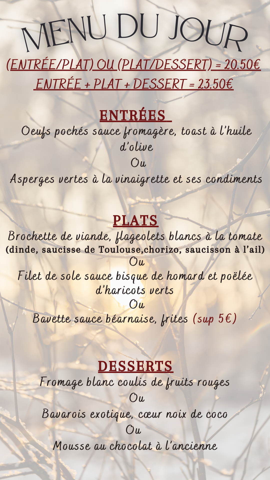 Menu du jour
