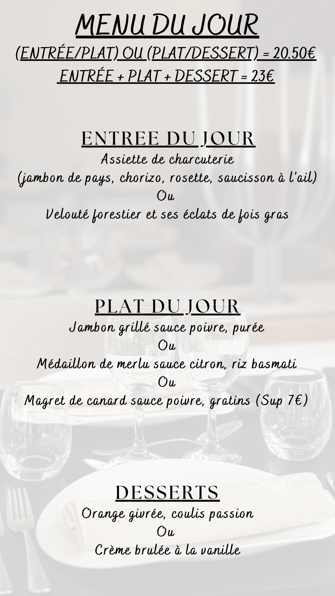 Menu du jour