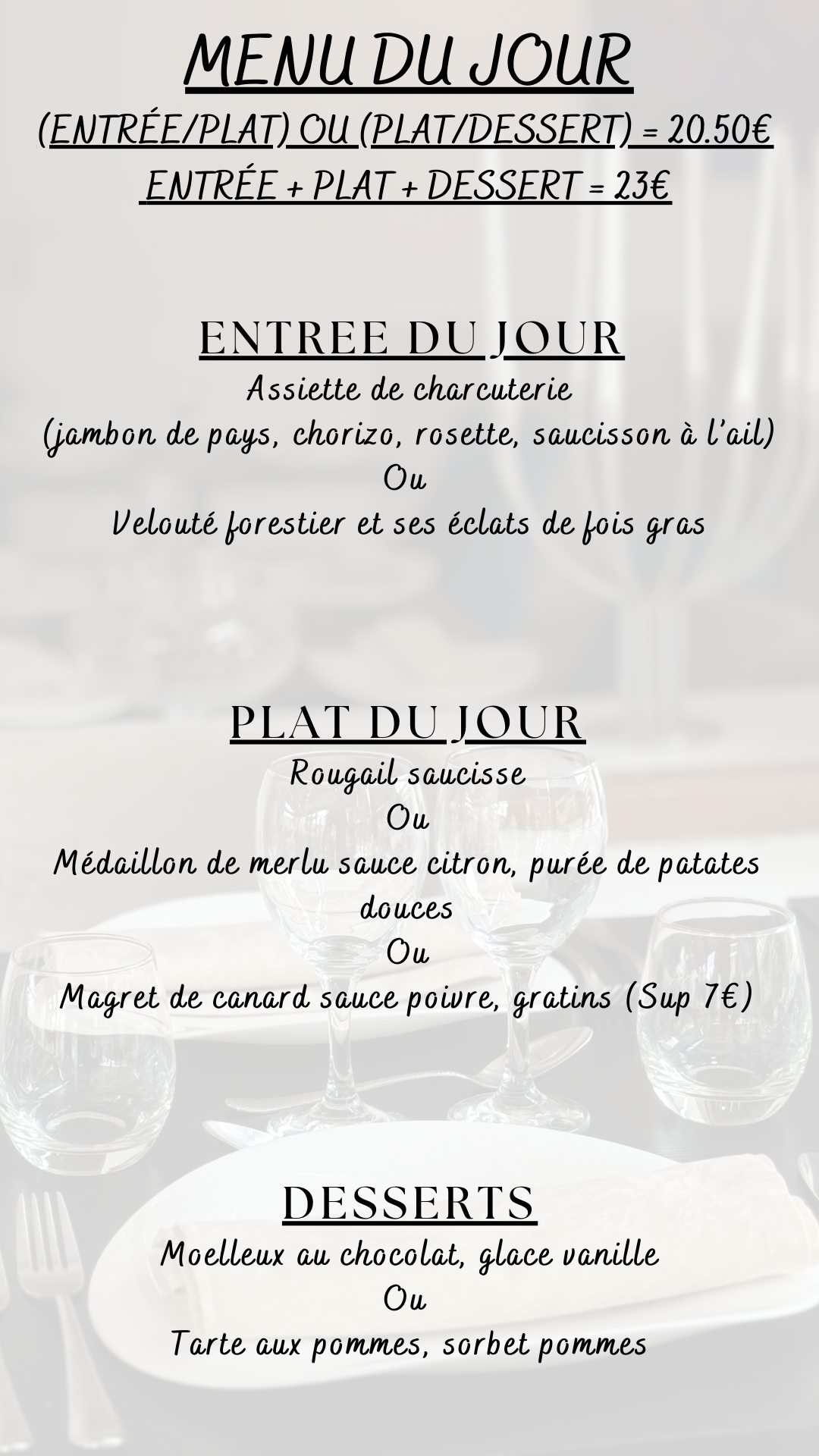 Menu du jour