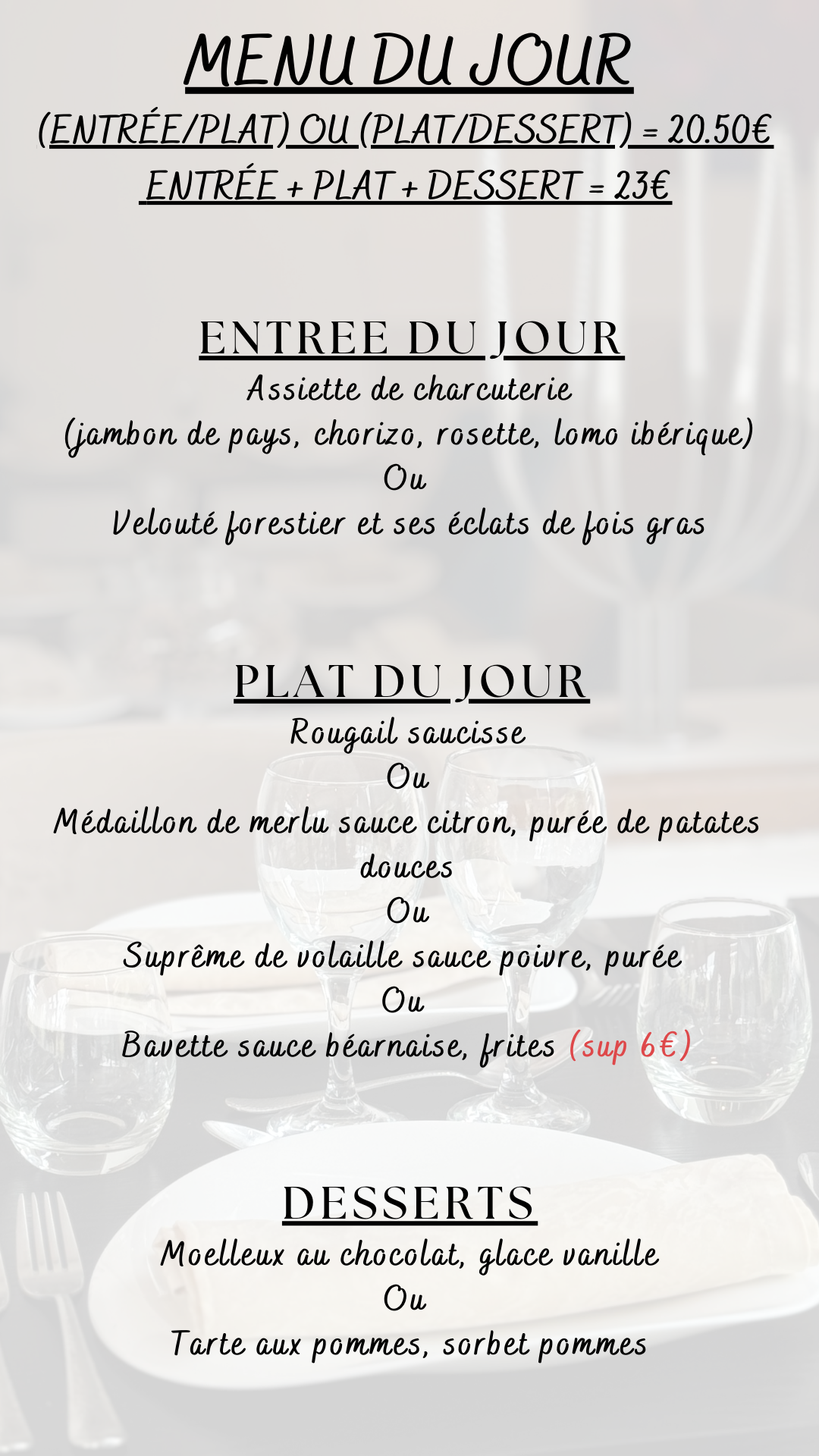 Menu du jour