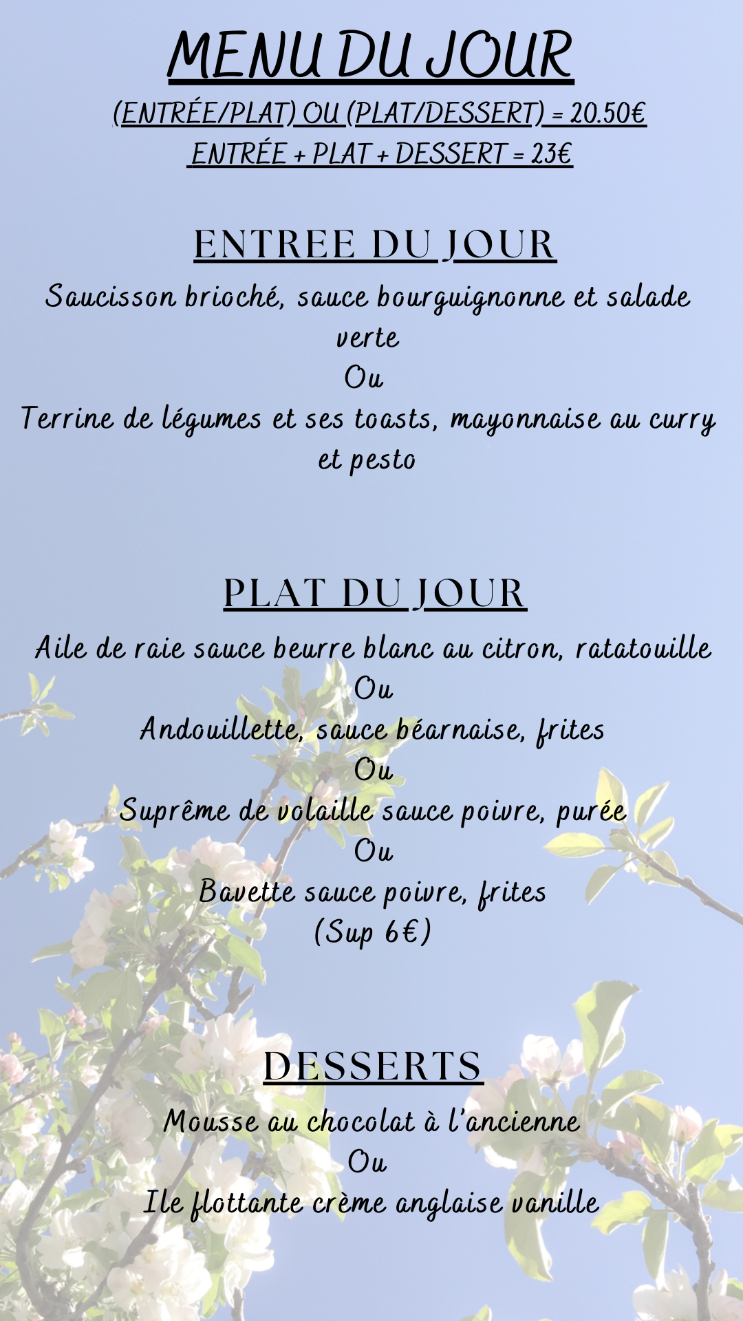 Menu du jour