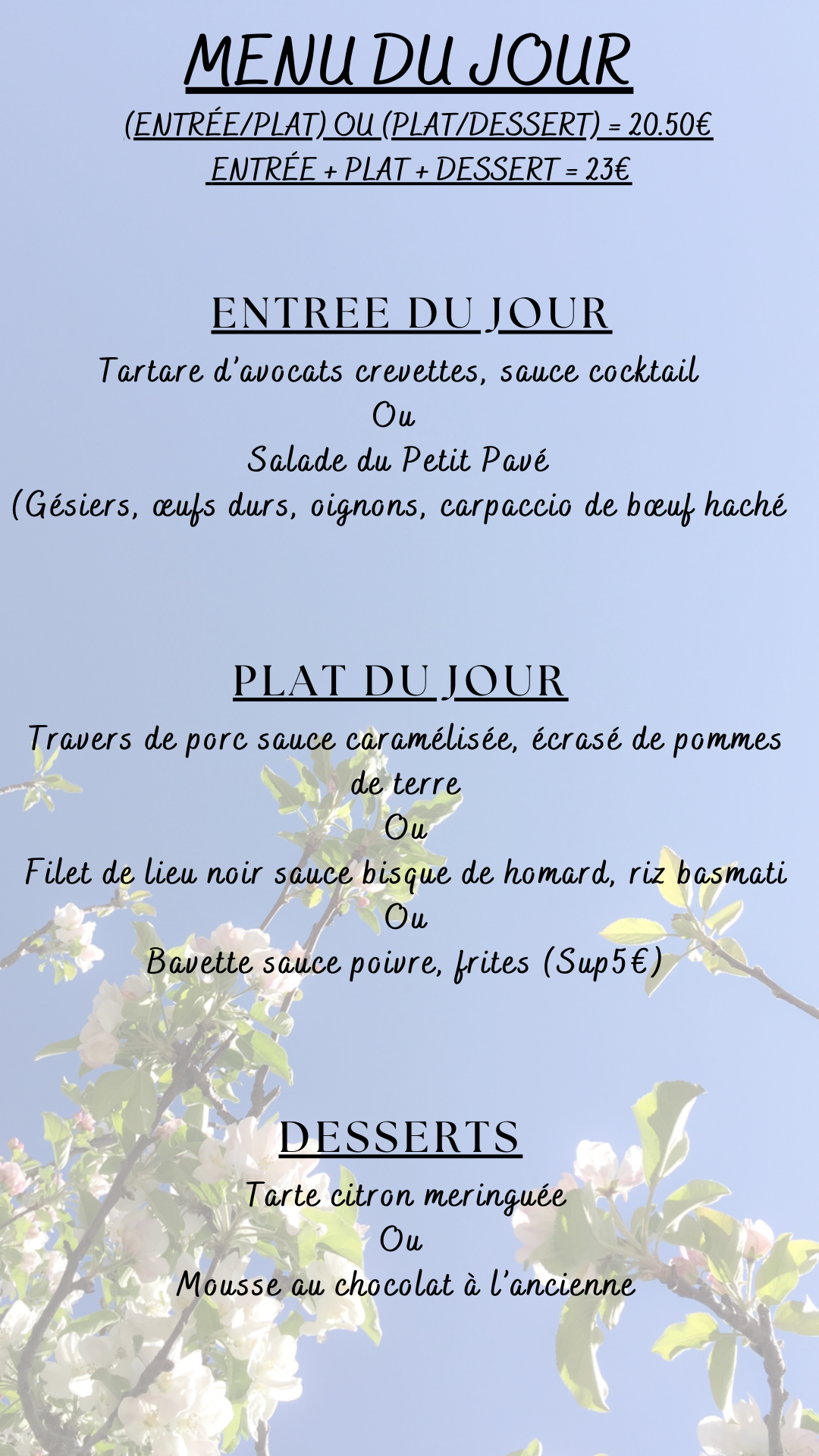 Menu du jour