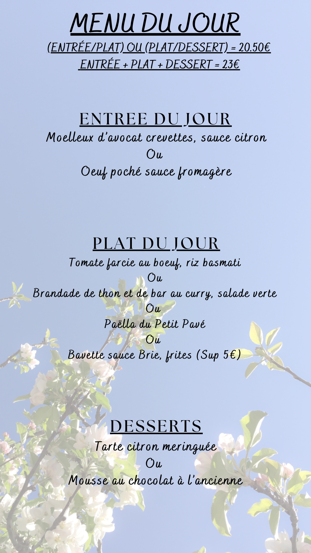 Menu du jour : Vendredi 13 mars 2026
