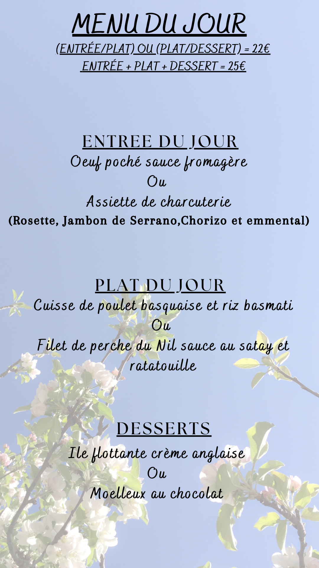 Menu du jour :  mardi 19 août