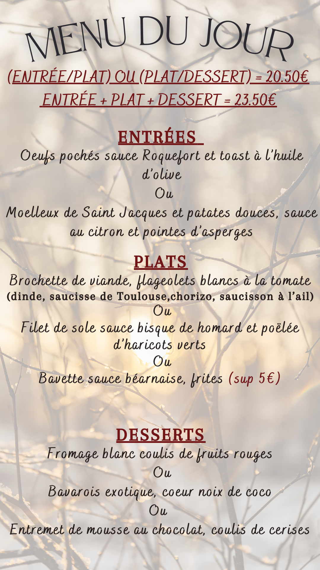 Menu du jour