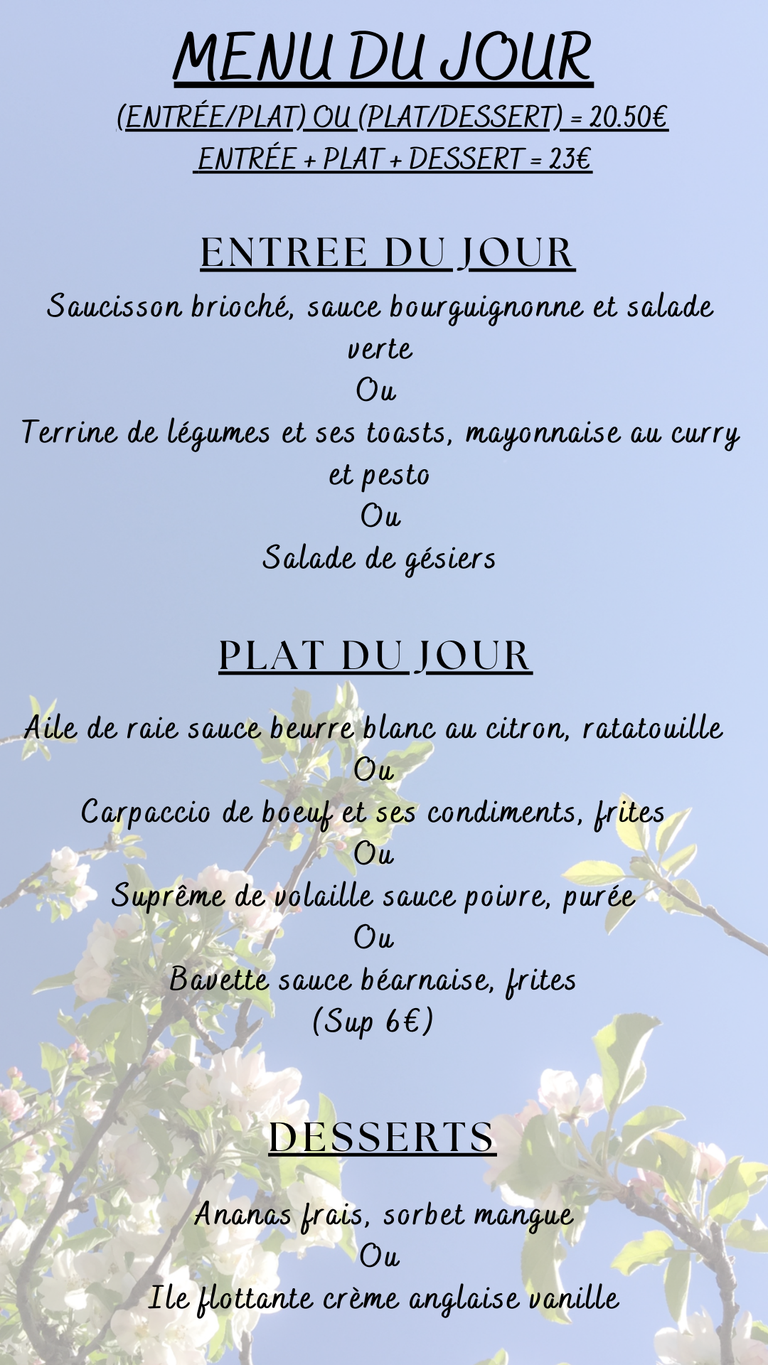 Menu du jour