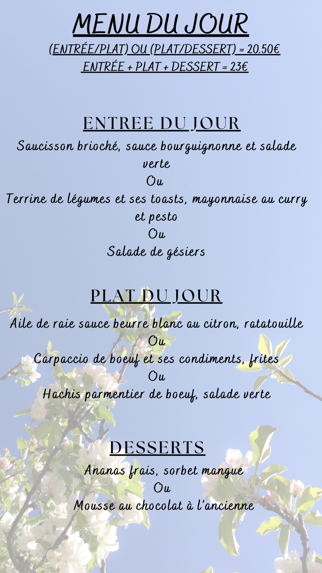 Menu du jour