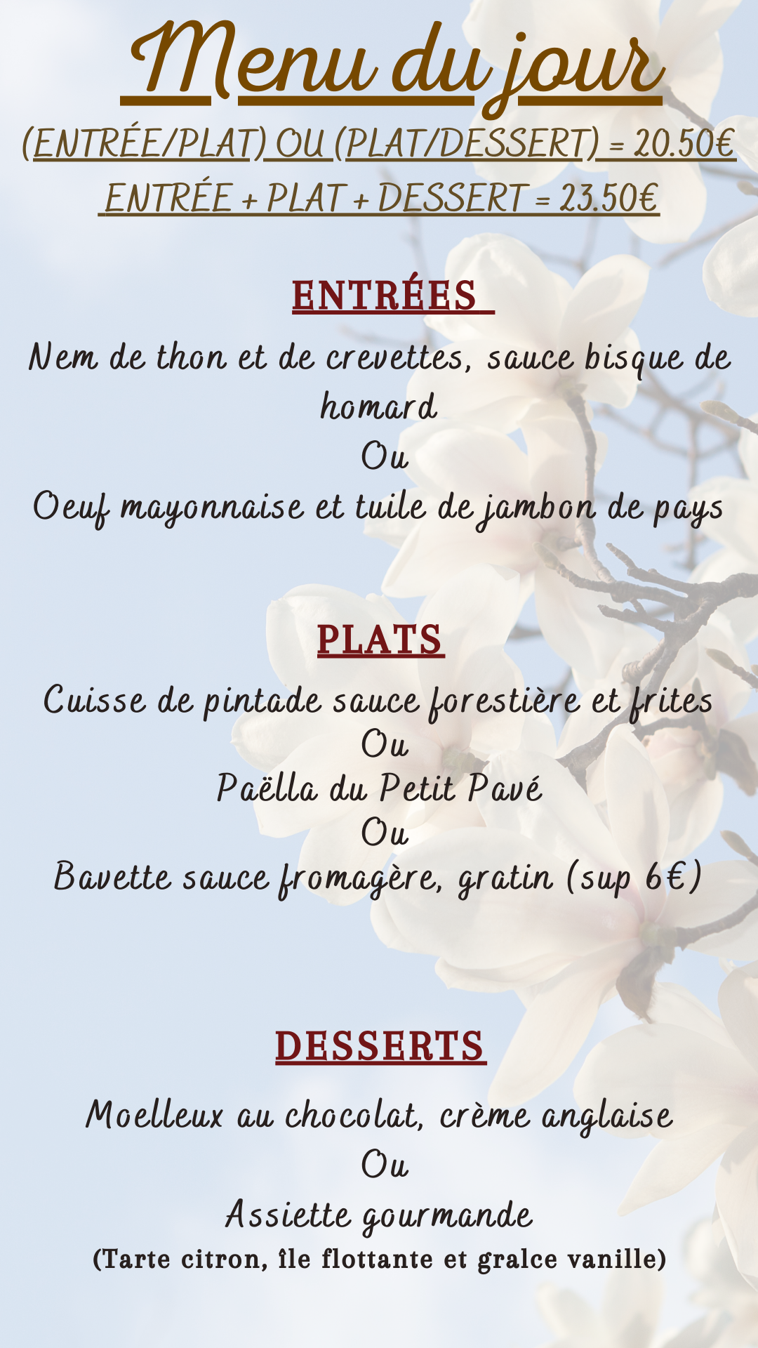 Menu du jour : Lundi 16 mars 2026