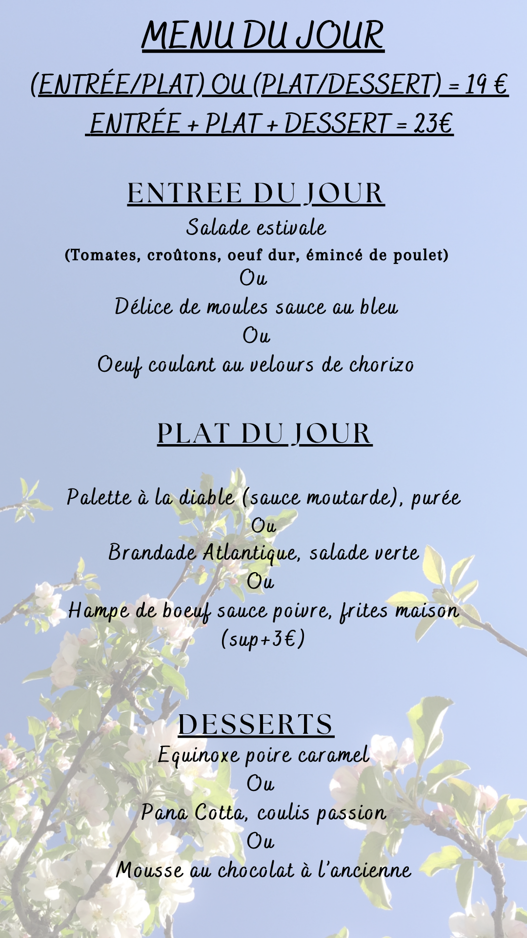 Menu du jour : Lundi 18 mai 2026