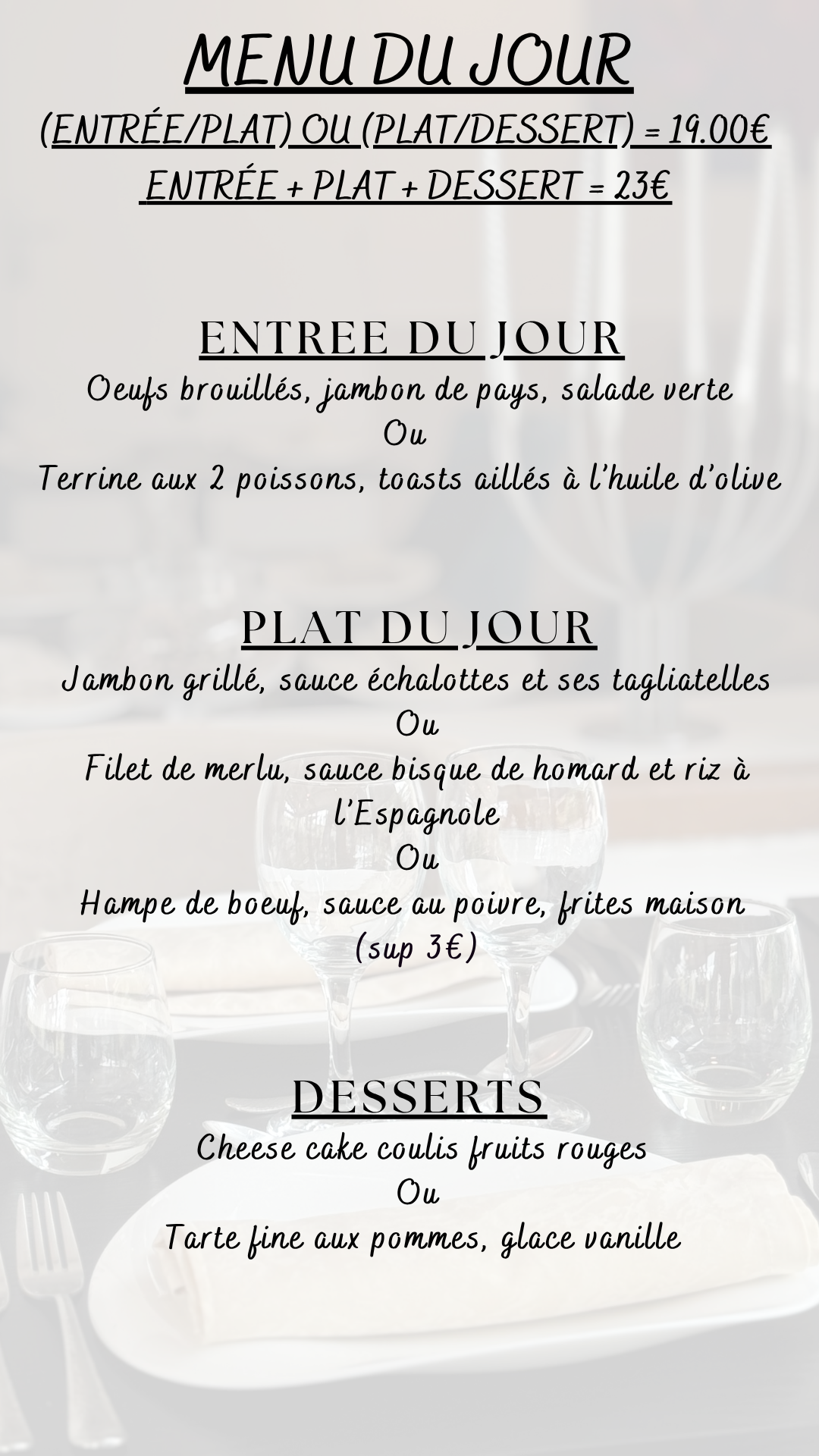 Menu du jour : Mercredi 20 mai 2026
