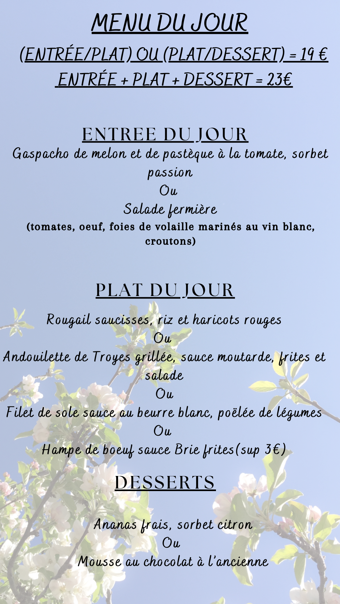 Menu du jour : Mercredi 27 mai 2026 - Midi
