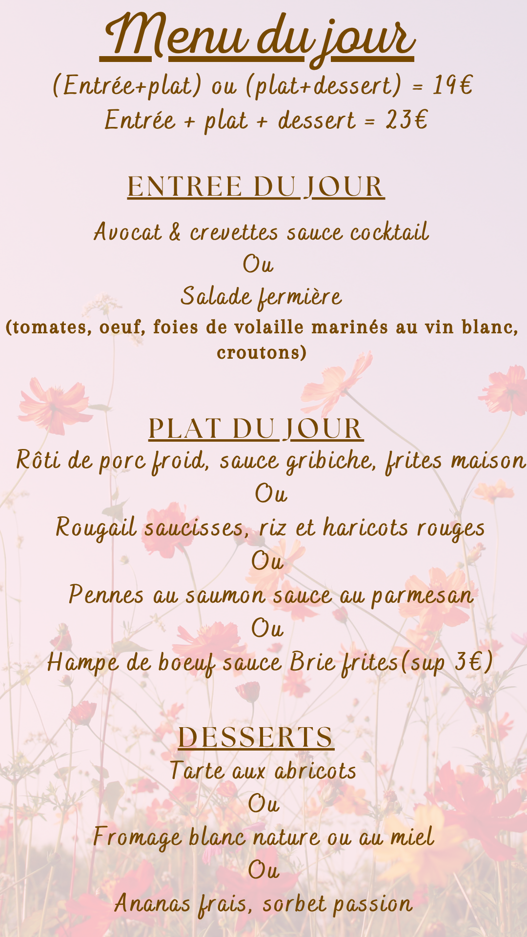 Menu du jour : Jeudi 28 mai 2026 - Midi