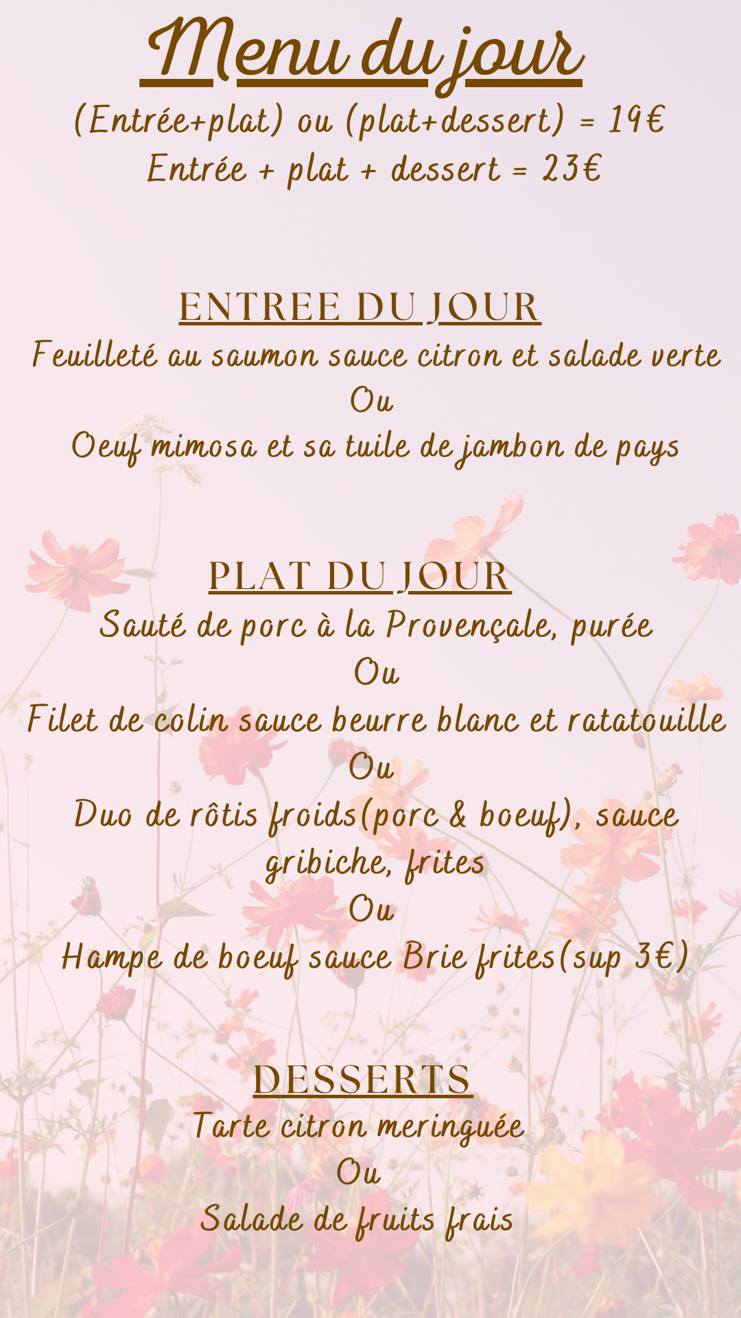 Menu du jour : Lundi 01 juin 2026 - Midi