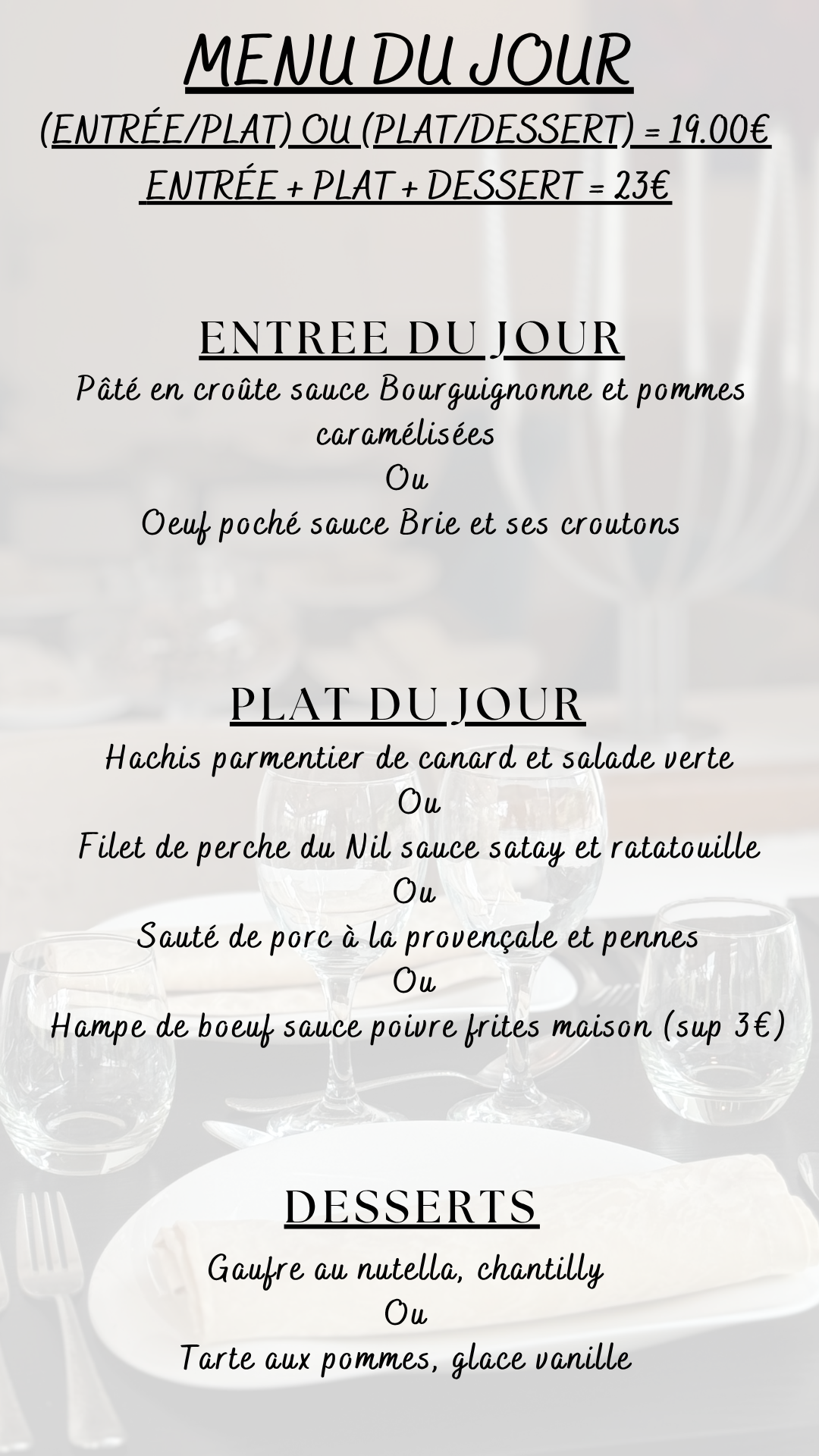 Menu du jour : mercredi 03 juin 2026 - Midi