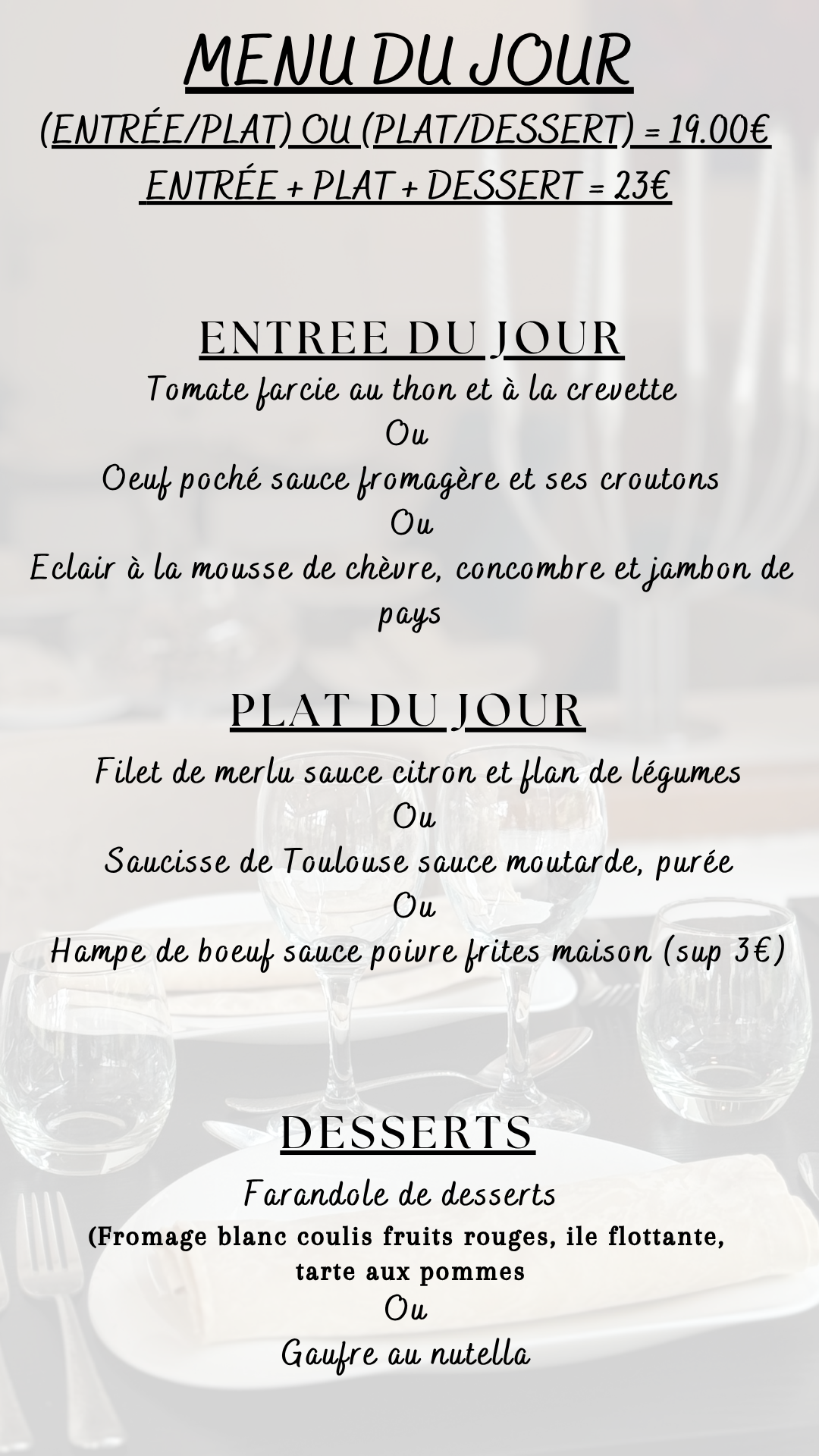 Menu du jour : Vendredi 05 juin 2026 - Midi