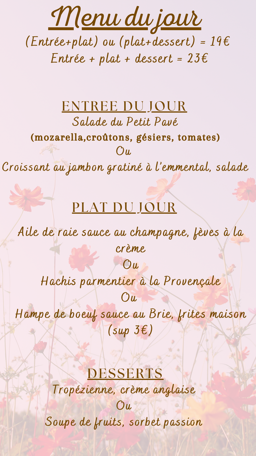 Menu du jour : Mardi 09 juin 2026 - Midi