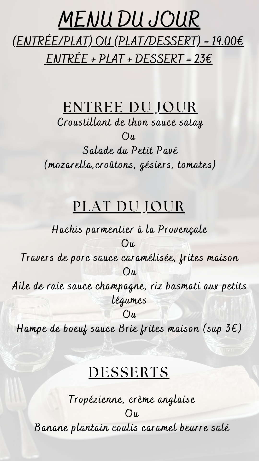 Menu du jour : Mercredi 10 juin 2026 - Midi