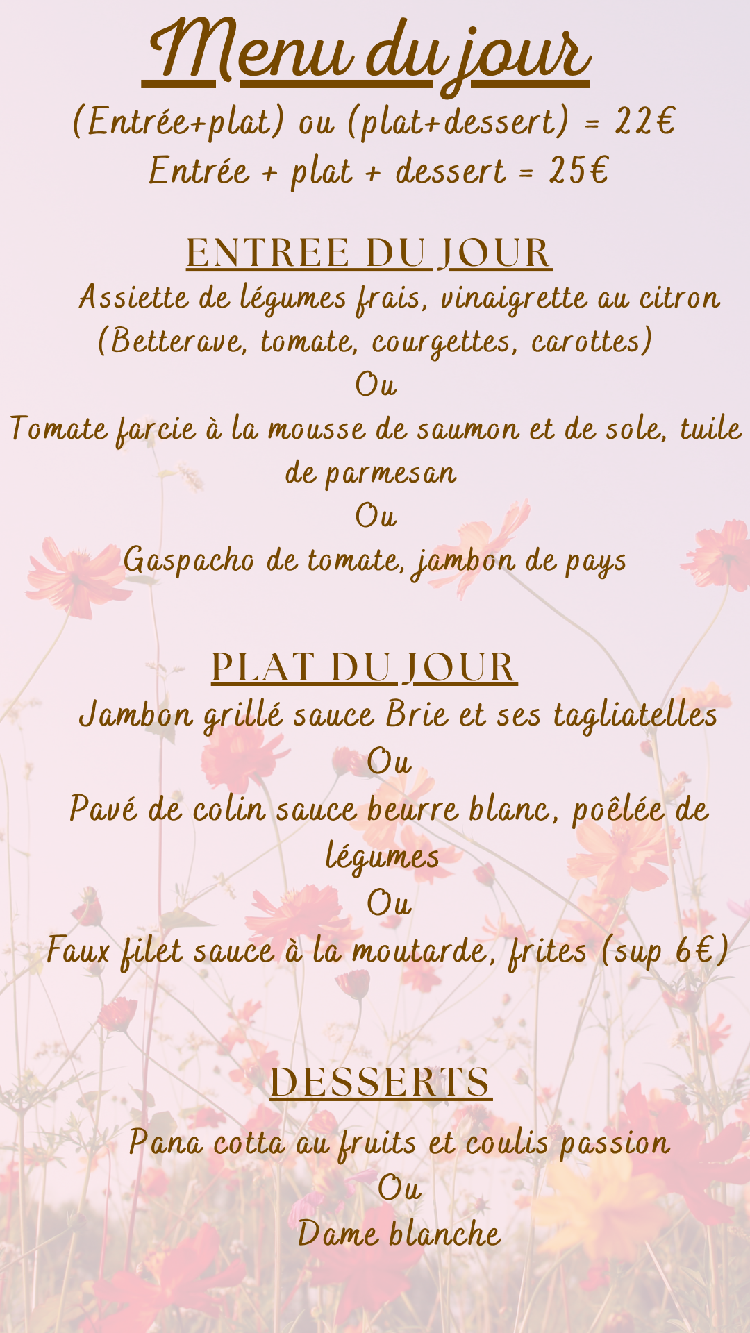 Menu du jour vendredi 04 juillet