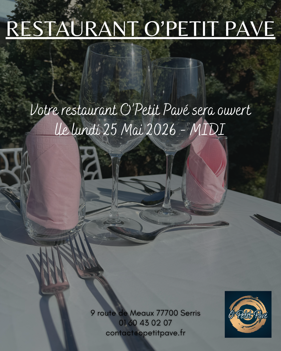 RESTAURANT OUVERT LE LUNDI 25 MAI - MIDI
